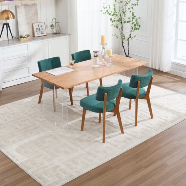 LVHOM 2er Set Esszimmerstühle Leinenstoff, Polsterstuhl aus Massivholz, belastbar bis 200 kg, Stuhl für Esszimmer, Homeoffice & Wohnzimmer, Grün Bild 9