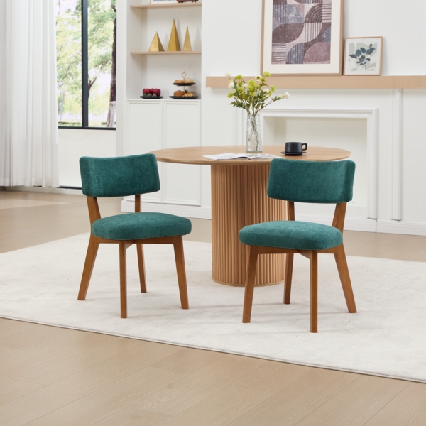 LVHOM 2er Set Esszimmerstühle Leinenstoff, Polsterstuhl aus Massivholz, belastbar bis 200 kg, Stuhl für Esszimmer, Homeoffice & Wohnzimmer, Grün Bild 2