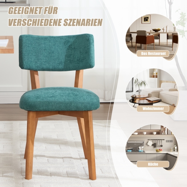 LVHOM 2er Set Esszimmerstühle Leinenstoff, Polsterstuhl aus Massivholz, belastbar bis 200 kg, Stuhl für Esszimmer, Homeoffice & Wohnzimmer, Grün Bild 7
