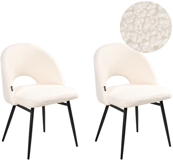 Esszimmerstuhl 2er Set ONAGA Bouclé Weiß
