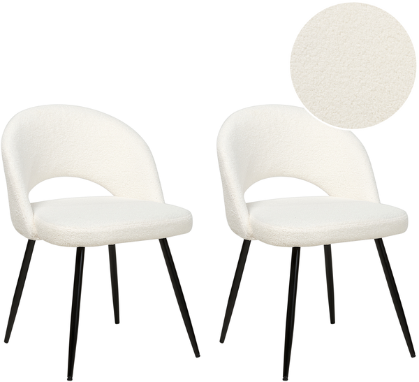 Esszimmerstuhl 2er Set ONAGA Bouclé Weiß