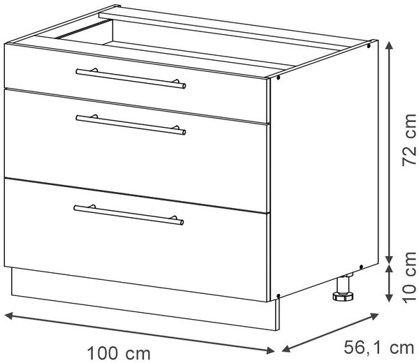 Küchenunterschrank Fame-Line Dunkelblau Hochglanz/Weiß 100 cm, AP Marmor Vicco Bild 2
