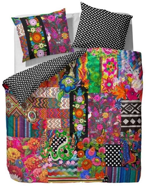 Essenza Bettwäsche Noida Multi, Satin, 2 teilig, Lilien, Tiere, Hippie