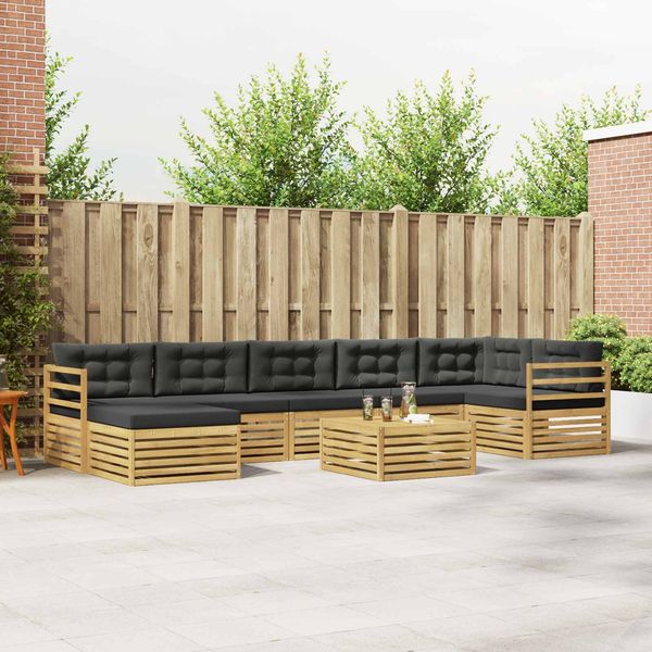 vidaXL Outdoor-Sofagarnitur mit Kissen 8 pcs Weiß und Anthrazit 3390867