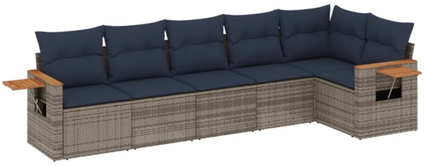 vidaXL 6-tlg. Garten-Sofagarnitur mit Kissen Grau Poly Rattan 3226831