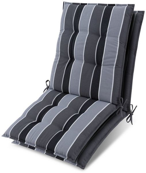 Beautissu Sitzauflage 2er Set Niedriglehner Auflage Sun-NL 100x50x8cm Anthrazit-Gestreift, 8cm Dicke Gartenstuhlauflage mit Befestigung UV-Lichtechtheit 5