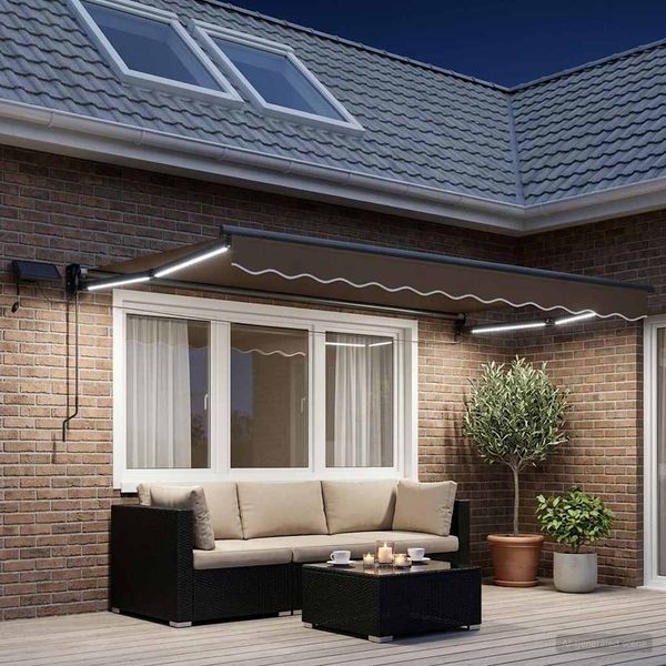 vidaXL Manuelle Gelenkarmmarkise mit LEDs Taupe 3425969