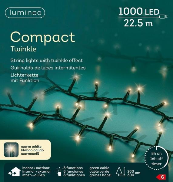 Lumineo LED-Lichterkette Compact Außen 27,5 m warmweiß