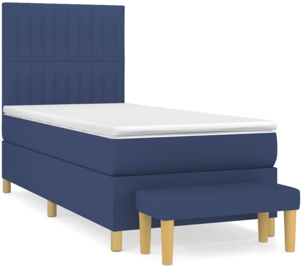 vidaXL Boxspringbett mit Matratze Blau 90x190 cm Stoff 3137283