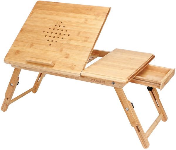 CASARIA® Laptoptisch Betttisch Bambus Höhenverstellbar