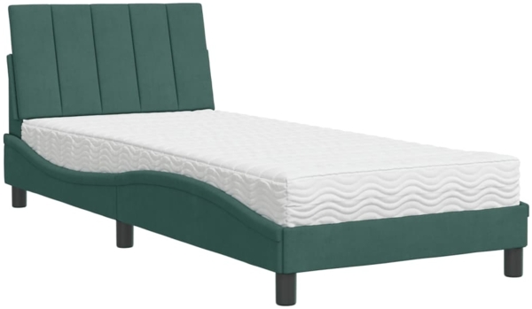 vidaXL Bett mit Matratze "Hanko" Dunkelgrün 90x200 cm Samt 3208577