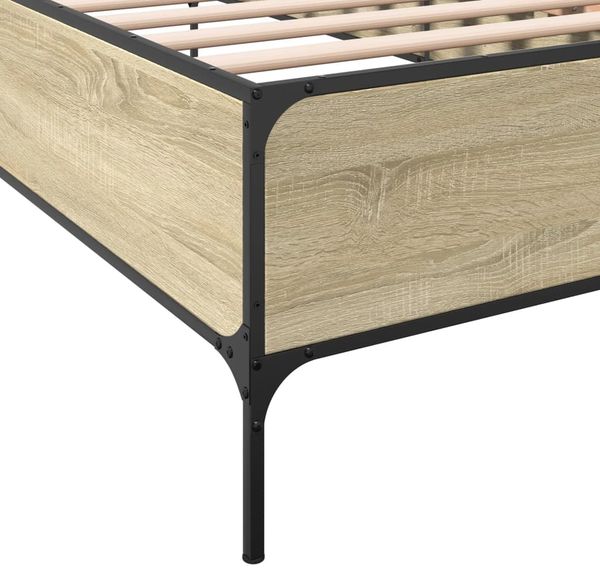 vidaXL Bettgestell Sonoma-Eiche 100x200 cm Holzwerkstoff und Metall 844962 Bild 7
