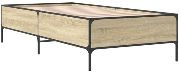 vidaXL Bettgestell Sonoma-Eiche 100x200 cm Holzwerkstoff und Metall 844962 Bild 3