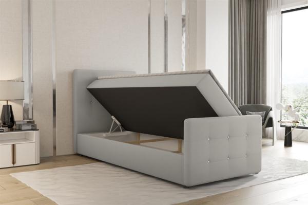 Boxspringbett Bett MARKOS 90x220cm Bettkasten Seite Links Grau inkl. Topper Bild 2