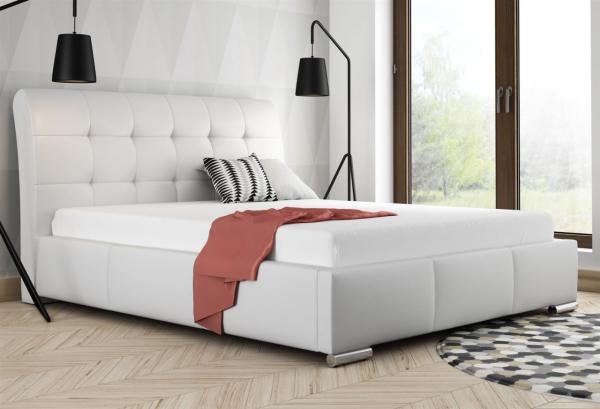 Polsterbett Bett Doppelbett MATTIS Kunstleder Weiss 140x200 cm