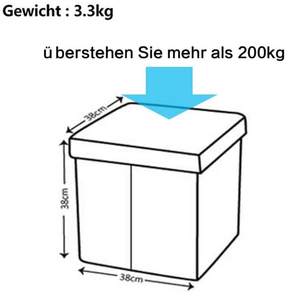 Zedelmaier Sitzbank Sitzbaenk mit Stauraum Sitzhocker Fußbank,Aufbewahrungsbox faltbar (ZD38PVC), Belastbar bis 300 kg, Spielzeugtruhe mit Stauraum, Deckel abnehmbar Bild 3