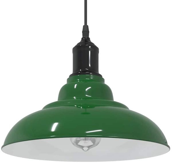 vidaXL Pendelleuchte Höhenverstellbar E27 Grün Glänzend Ø 31 cm Metall 4103437