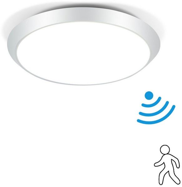 ZMH LED Deckenleuchte mit Bewegungsmelder Innen Deckenlampe I 15W Flurlampe 4000K, Neutralweiß, Spritzwassergeschützt Bewegunsmelder