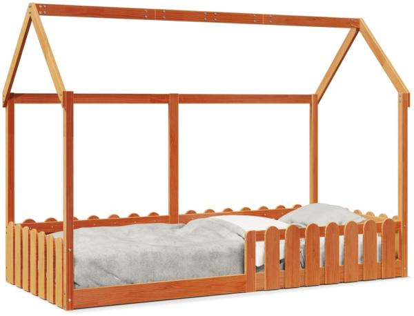 vidaXL Kinderbett Hausbett Wachsbraun 90x190 cm Massivholz Kiefer 850694