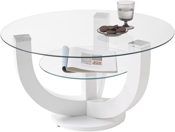 Couchtisch >Denver< (B/H/T: 80x40x80 cm) in weiß, Glas - 80x40x80 (BxHxT)