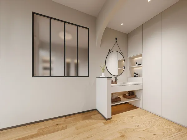 Vente-unique - BAYVIEW Innenglaswand GlasMetall Schwarz - B 3,5 cm x H 130 cm x L 120 cm
