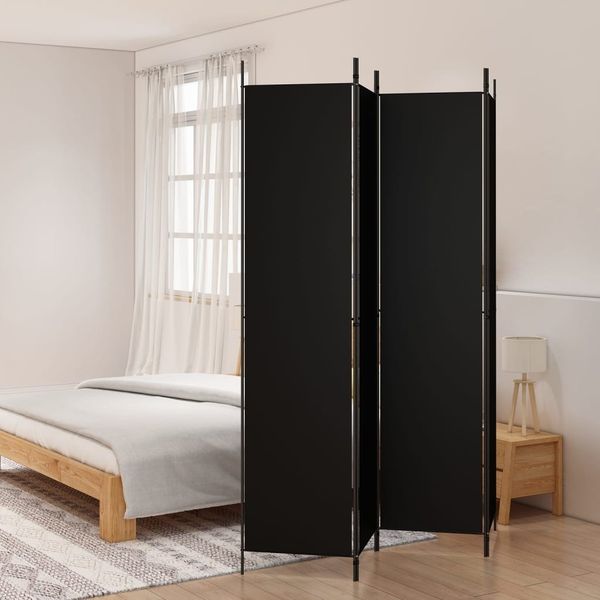 vidaXL 4-tlg. Paravent Schwarz 200x220 cm Stoff 350201