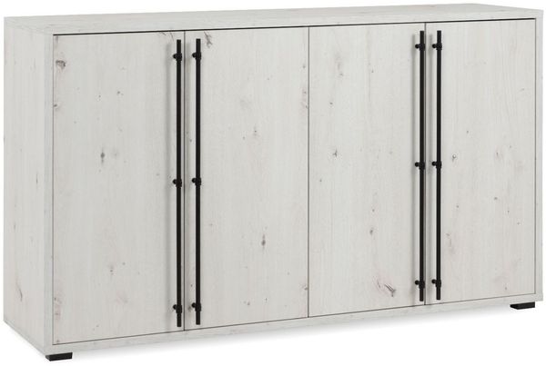 Finori Sideboard, Dekor Artisan Oak, weiß, ABS-Kante, Metallgriffe, 145,5 x 85 x 38,5 cm