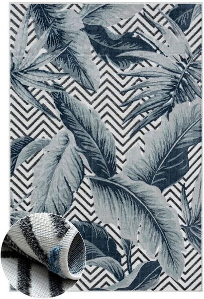 Myflair Möbel & Accessoires Teppich Tiki, LAGERRÄUMUNG!, rechteckig, Höhe: 8 mm, Blätter Motiv, Hoch-Tief Effekt, Outdoor geeignet, Balkon, Terrasse