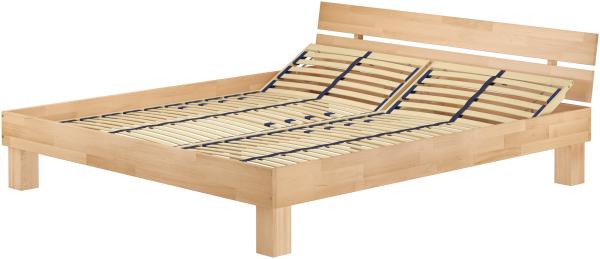 Doppelbett Buche natur Massivholzbett lackiert 180x200 Futonbett V-60. 80-18Federholzrahmen inkl.