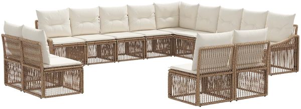 vidaXL Gartensofa-set 13 pcs Beige Poly-Rattan 3436170