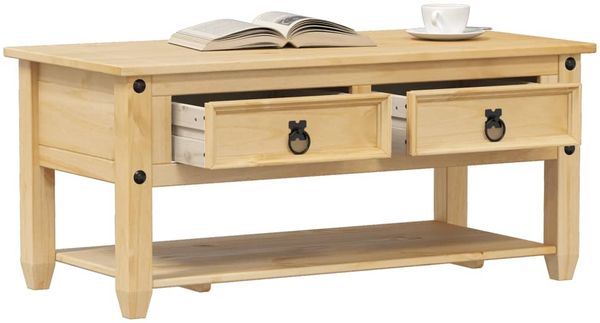 vidaXL Couchtisch mit Schubladen Corona 100x48x45 cm Massivholz Kiefer 4002773