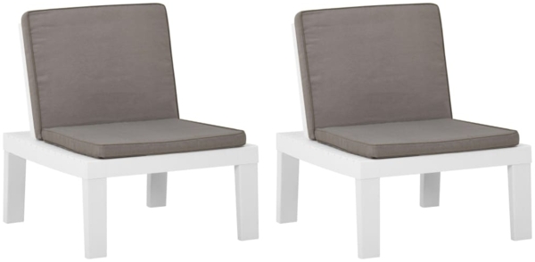 vidaXL Gartenstühle mit Auflagen 2 Stk. Kunststoff Weiß 3059823