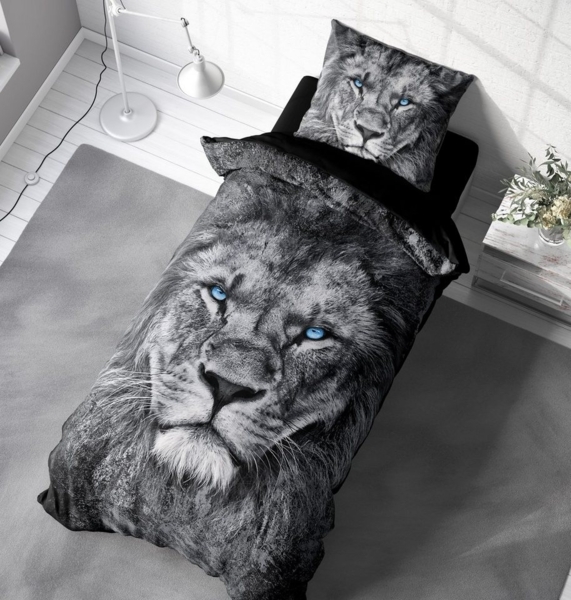 One Home Bettwäsche Graubart, Mikrofaser, 4 teilig, Löwen Motiv Bild 3