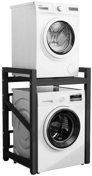TWSOUL Waschmaschinenumbauschrank Waschmaschinenständer, Verstellbar, Doppellagiges Metall Tragfähigkeit 250 kg, kratzfest, große Kapazität, 105 x 73 x 63 cm