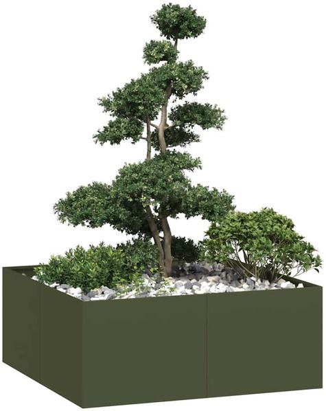 vidaXL Pflanzgefäß Olivgrün 100x100x40 cm Stahl 860818