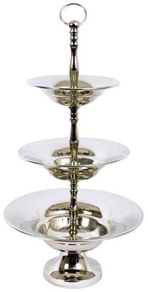 Etagere Aluminium poliert 32x60 cm 3 Etagen Servierteller Servierständer Etager