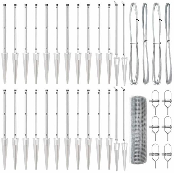 vidaXL Schweißdrahtzaun mit Spikes 50 x 0,4 m Verzinkter Stahl Silber 3351983 Bild 6