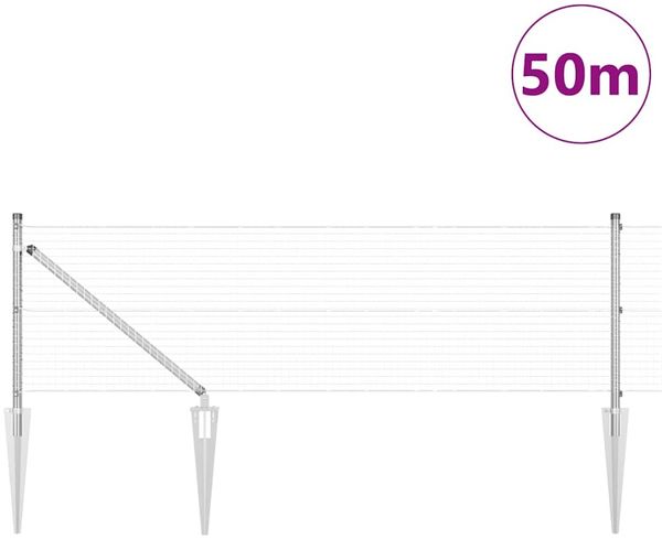 vidaXL Schweißdrahtzaun mit Spikes 50 x 0,4 m Verzinkter Stahl Silber 3351983 Bild 3