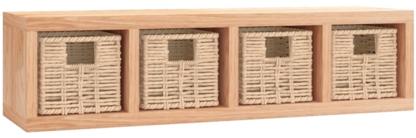 vidaXL Wandregal mit Körben 62x18x16 cm Massivholz Nussbaum 350370