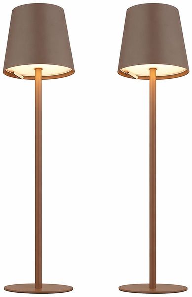 2x LED Tischleuchte, braun, Touchdimmer, Akku, H 36 cm