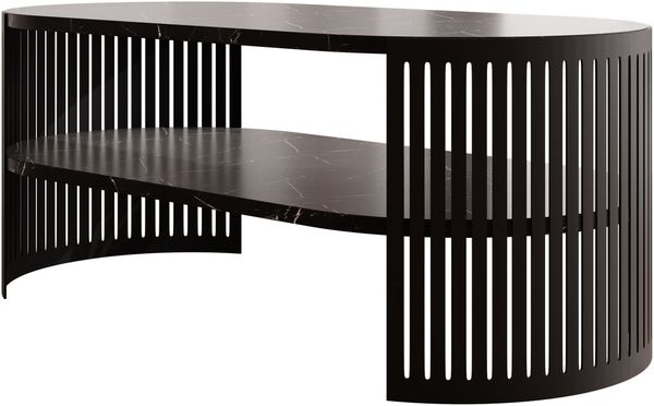 Couchtisch Fahugin Oval I (Farbe: Schwarz / Black Pietra Grigia)
