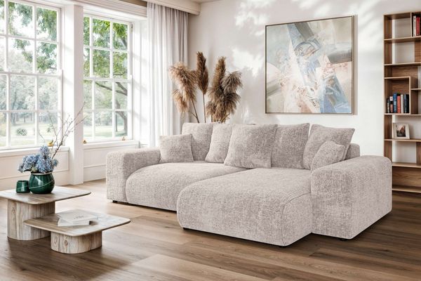 Home affaire Ecksofa LAKESIDE mit Bettfunktion und Bettkasten, B/T/H 257/166/84 cm, L-Form, Recamiere beidseitig montierbar, mit Wellenunterfederung