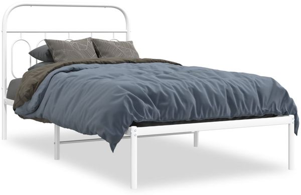 Einzelbettgestell Design für Erwachsene mit Kopfteil Metall Weiß 100x190 cm d2852e
