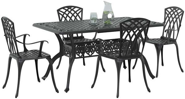 vidaXL Garten Essgruppe 5 pcs Schwarz Aluminium 3334677 Bild 3