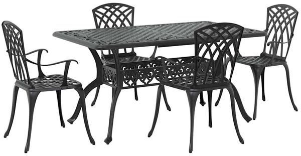vidaXL Garten Essgruppe 5 pcs Schwarz Aluminium 3334677 Bild 2