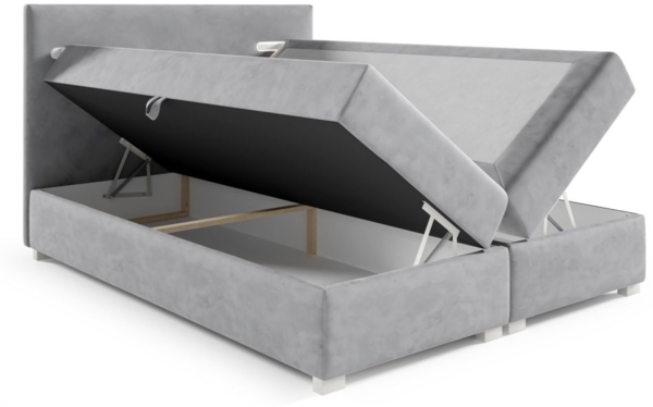 Boxspringbett Schlafzimmerbett CAPRICE 180x200cm Stoff Blau inkl. Ambiente-LED Bild 2