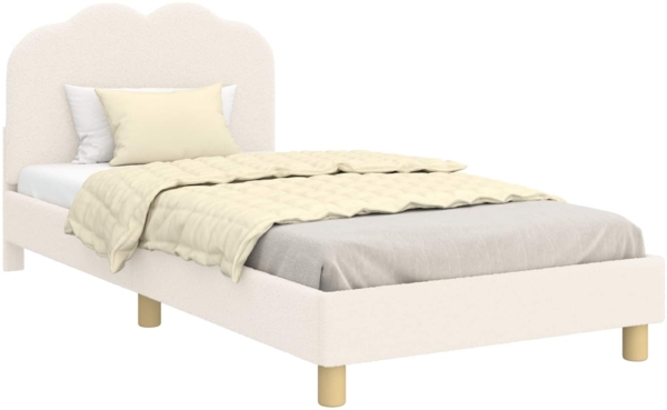 vidaXL Kinderbettgestell mit Kopfteil Creme 90x200 cm Schafstoff 42010976