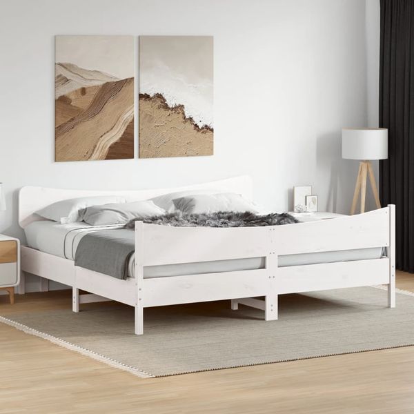 vidaXL Massivholzbett ohne Matratze Weiß 200x200 cm Kiefernholz 3216370