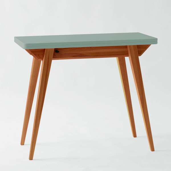 Ragaba Tischkonsole, MDF & Massives Eschenholz Eichenbeize, 90 x 45 x 76 cm, Salbei Grün