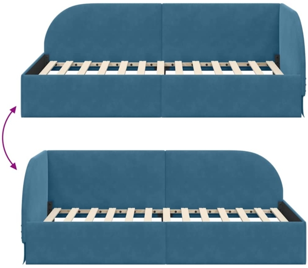 vidaXL Eckbettgestell mit Kopfteil Blau 80 cm x 200 cm Stoff 42016625 Bild 8